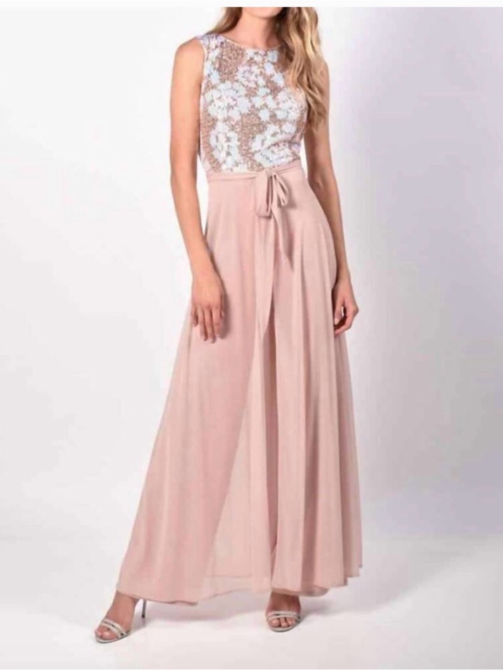 FRANK LYMAN sequin jumpsuit in blush rose gold - size 2 - NWT